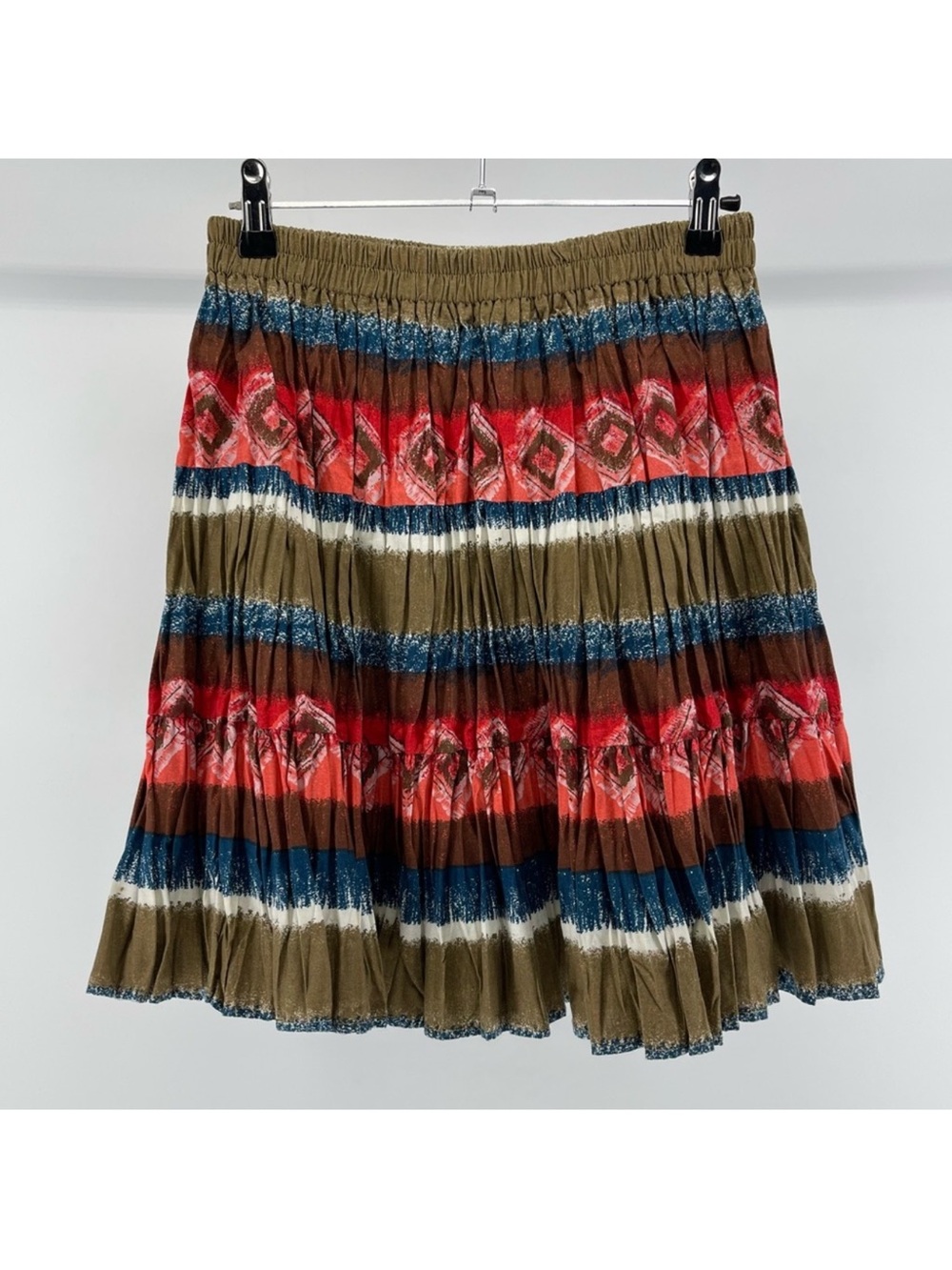 Vintage Banjo Made in USA 100% Cotton Southwestern Skirt, Elastic Waist, Medium